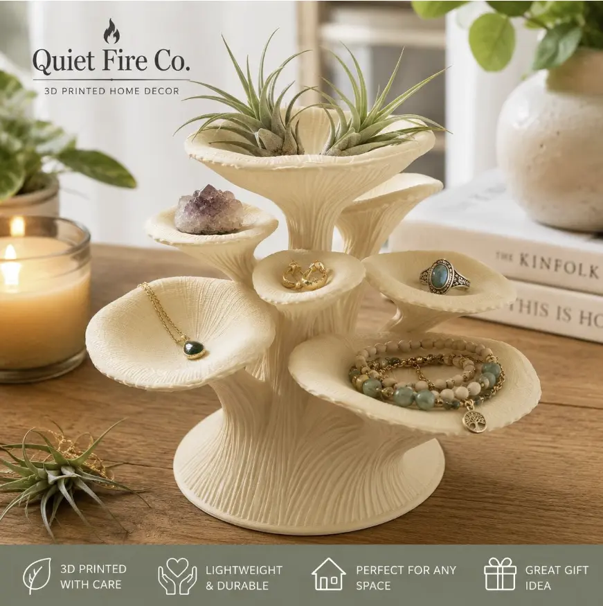 3D Printed Mushroom Display | Fairy Garden Decor | Air Plant Holder