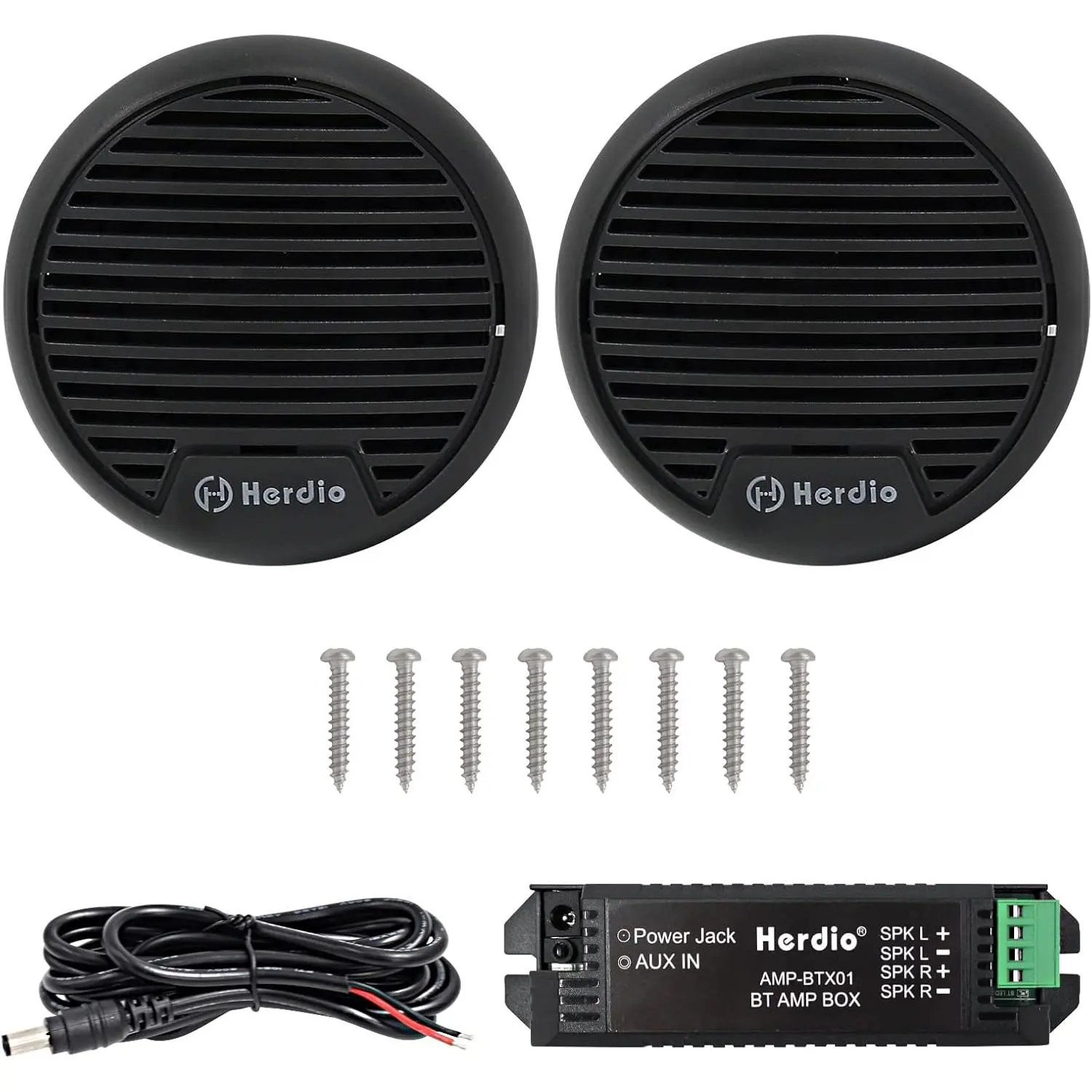Herdio 3" Marine Wireless Bluetooth Speakers - 140W Max Power Compact Amplifier, Black Polypropylene Waterproof Outdoor Speakers for Boats, Motorcycles, Waterproof Outdoor Speaker