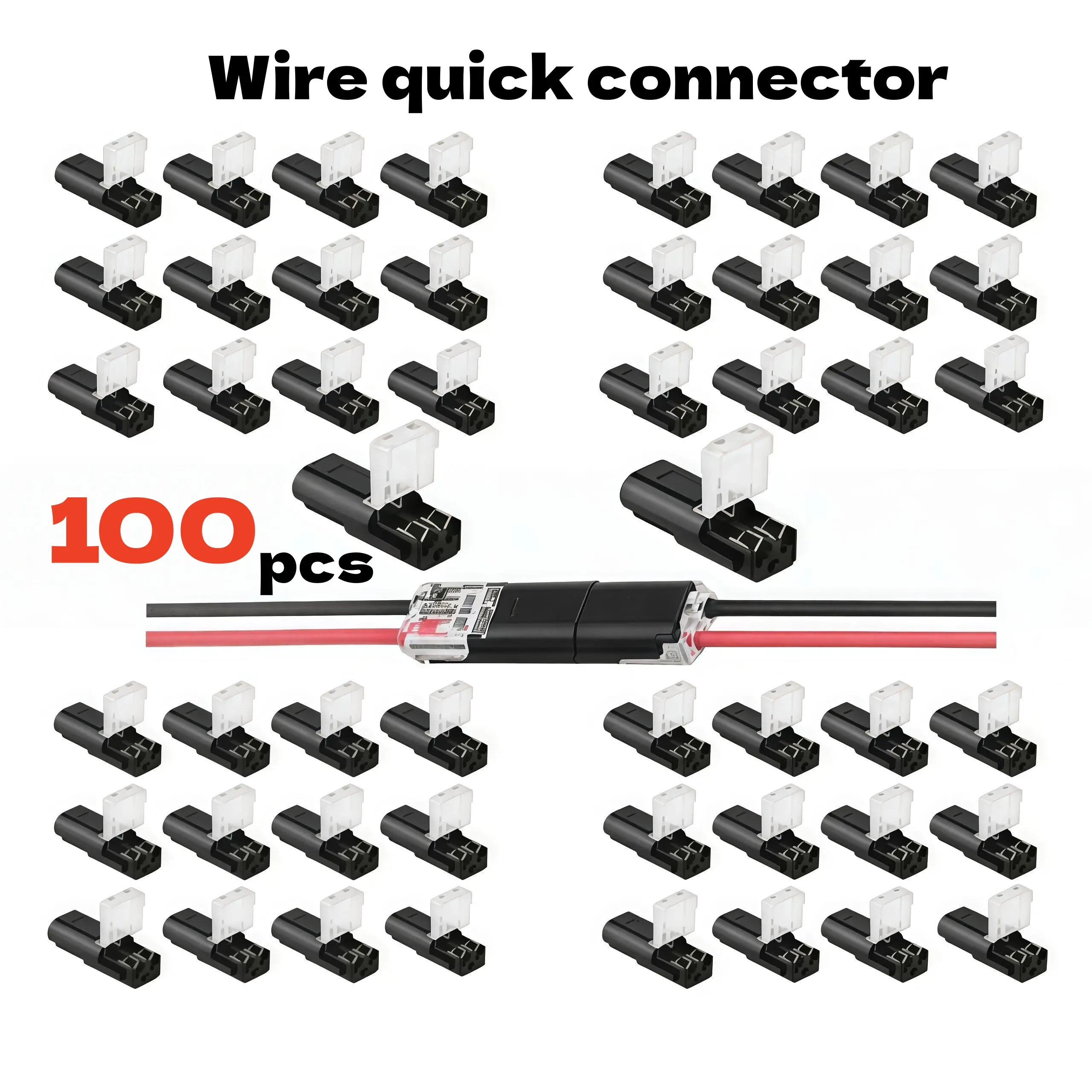 MaxFit 2-Pin Double-Wire Plug-in LED Light Strip Connectors, PA66 Nylon Low-Voltage Connectors with Locking Buckle, Reusable (Reusability Feature) Fast-Connect Plugs for Home Improvement Wiring