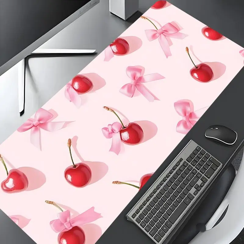 Cherry & Bow Unique Pattern Mouse Pad, Rectangle Gaming Mouse Pad, Office Desk Keyboard Mat for Home Office Game Room, Gaming Mousepad, Computer Desk Mat, Computer Desk Accessories, Gaming Desk Accessory