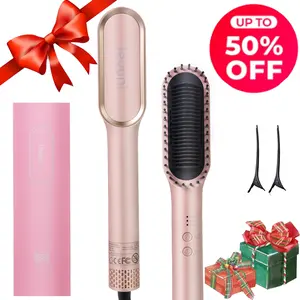2025 new 2 in 1 Fast Heat UpStraightening Brush Professional Hair StylingTool Straightening Brush for Women with 20s Fast Heating