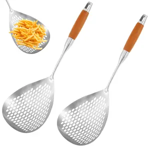 3pcs Pasta Spoon, Cooking Skimmer, Pasta Strainer Spoon, Large Slotted Spoon, Straining Spoon, Frying Spoon Strainer, Skimmer Slotted Spoon, Kitchen Skimmer for Kitchen Draining and Frying