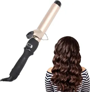 Hair Curling Iron Wand - Long Barrel Rotating Curler 1.25 inch, Ceramic Curlers Irons with LED Display & Smart Power Off & Temperature Adjustable, 30S Fast Heating