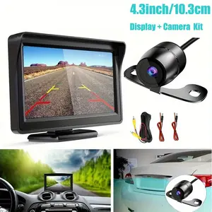 10.92 cm Monitor And Backup Camera Kit for Car Universal Wired Night Vision Parking System Color LCD Display Backup Camera Monitor for Pickups, Suvs