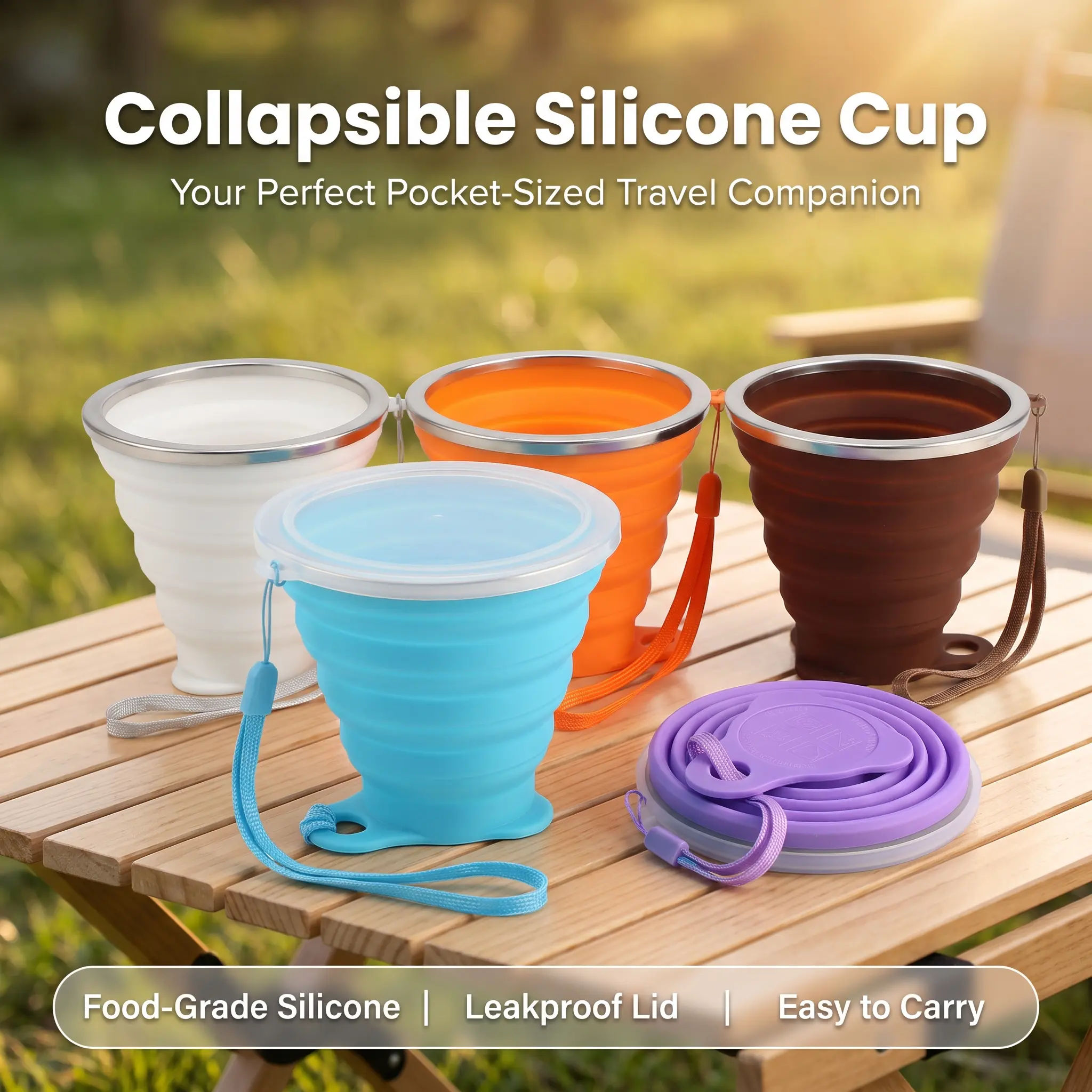 5 Pack Collapsible Silicone Water Cups 270ml Portable Travel Foldable Drinking Cup Outdoor Retractable Soft Water Glass