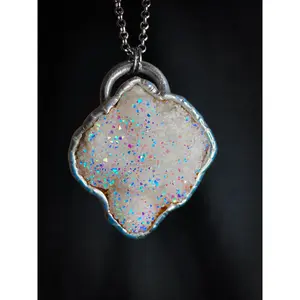 Aura Spirit Quartz Statement Necklace - Handmade Jewelry - Crystal Necklace- One of A Kind