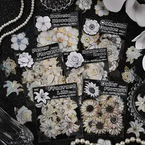 PRSTINCOL 6-Pack Floral Sticker Packs, Decorative Lily & Daisy Garden Flower Stickers for Scrapbooking, DIY Crafts, Mother's Day Home Decor, Decorative Stickers