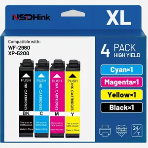 Remanufactured Ink Cartridges Replacement for Epson Combo Pack 4 Pack Work with Expression Home Workforce Printer High Yield Black Cyan