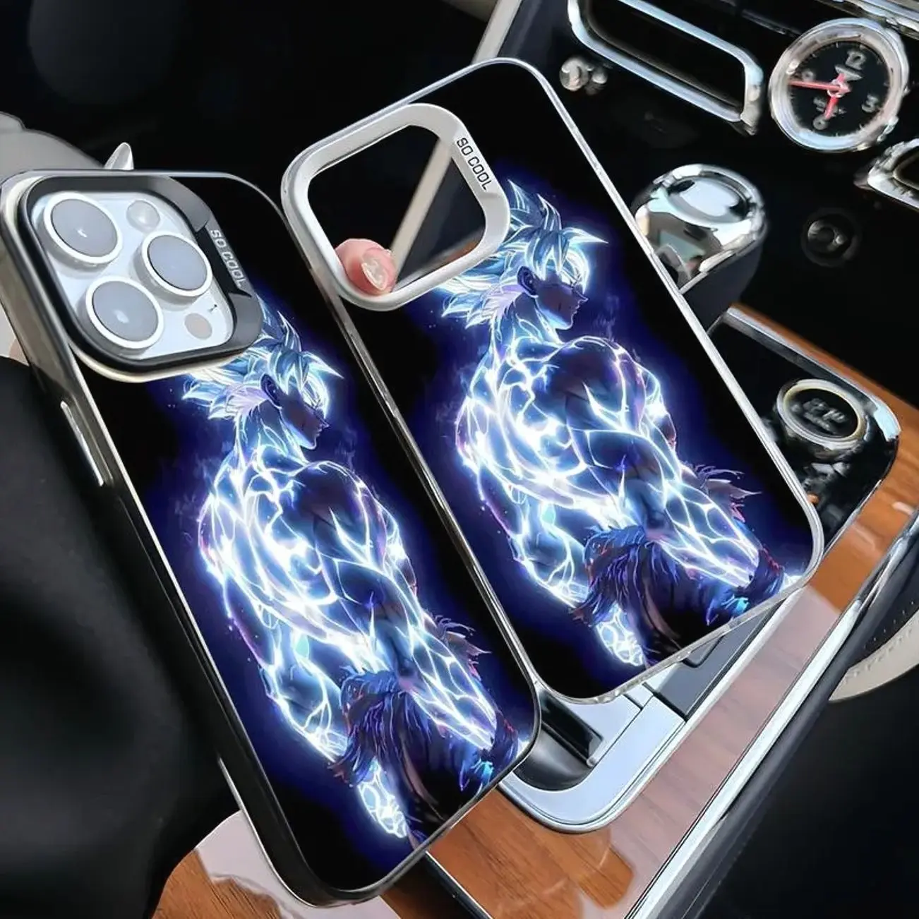 Anime Ball Goku Phone Case: Super Saiyan Silver Color IMD Premium Aesthetic Cover Compatible with iPhone X, 11, 12, 13, 14, 15, 16, 17 & Samsung