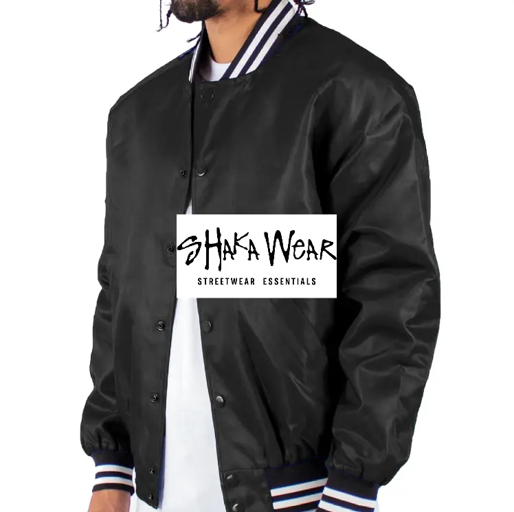 SHAKAWEAR Men's Casual Varsity Jackets Classic Baseball Jackets Plain Bomber Jacket Two Toned Coat Hip Hop Harem LA Streetwear Chicano Shaka Wear
