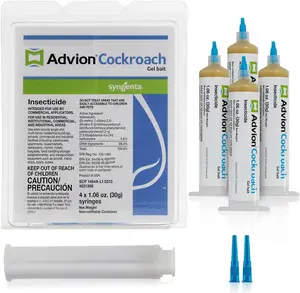 Advion cockroach bait gel - 4 tubes x 30 grams with 1 syringe and 2 tips for insect control, indoor and outdoor use