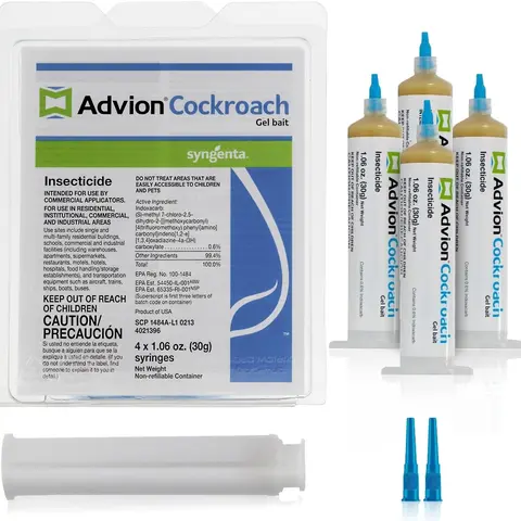 Advion cockroach bait gel - 4 tubes x 30 grams with 1 syringe and 2 tips for insect control, indoor and outdoor use