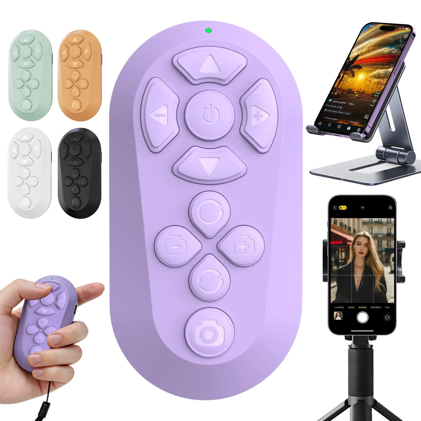 ZOZVO Bluetooth Remote Control - Universal Mobile Accessory for Smartphone/Cellphone, TikTok Scrolling, Continuous Liking, Selfie Focus Adjustment, E-Book Page Turning, Compatible with Android, iOS, Ideal Gift for Adults, Accessories, Controller