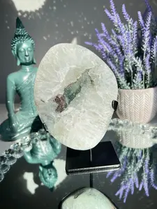 Green Rainbow Amethyst and quartz  geode   2530