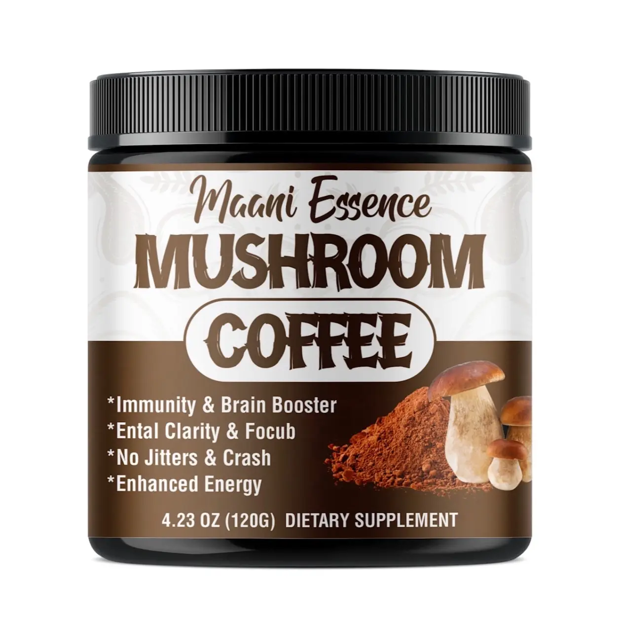10-in-1 Mushroom Power Blend Instant Coffee - Arabica Mushroom Coffee with Lion's Mane, Reishi, Chaga, Cordyceps, Turkey Tail for Focus Boost, Energy, Immunity - Natural Herbal Vitamin Wellness Supplement