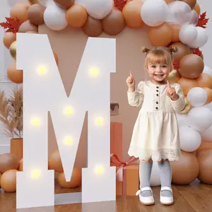 Bugame 3FT Light Up Letters, Quick 7-Min Setup No Edge Assembly Needed, Lightweight Foam Board Marquee Letters for Birthday Wedding Baby Shower Backdrop Decor, Letter M