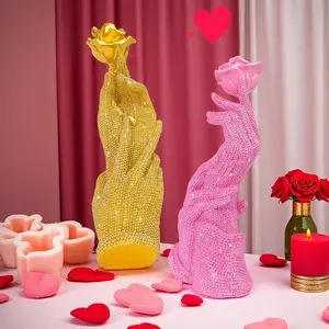 Luxury Resin Silver Crystal Rose Sculpture, Rose Flower Statue, Flower Figurines, Valentine's Day Wedding Gift, Romantic Home Decor, Home Decoration, Suitable for Bridal Shops, Windows, Bedrooms