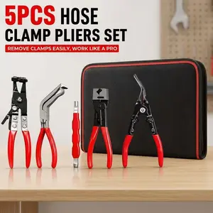 5-piece automotive electrical disconnect clamp set, hose clamp set, tools for removing clips from wiring harnesses, sensor connectors, and trim—professional auto repair tools,  clip removal tool, double-ended automotive electrical connector separat Safety