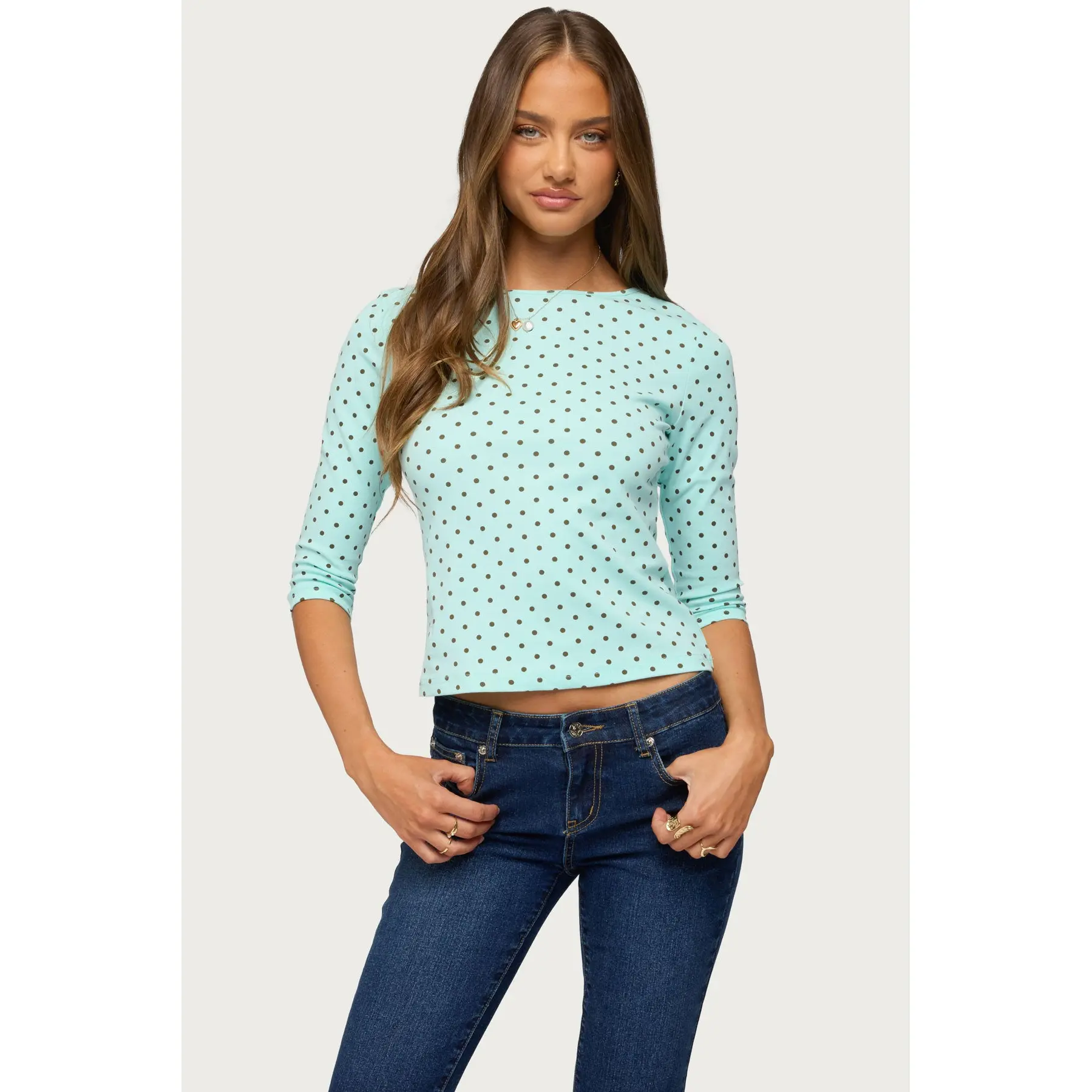 Lela Polka Dot Quarter Sleeve Top