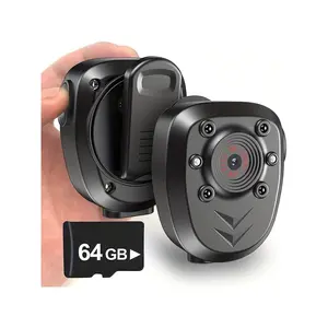 Mini Body Camera Video Recorder Built-In 64GB Memory Card With Night Vision IR & Loop Record HD 1080P, 4-6 Hour Battery Life Wearable Police Cam For Home, Outdoor, Law Enforcement, Security Guard