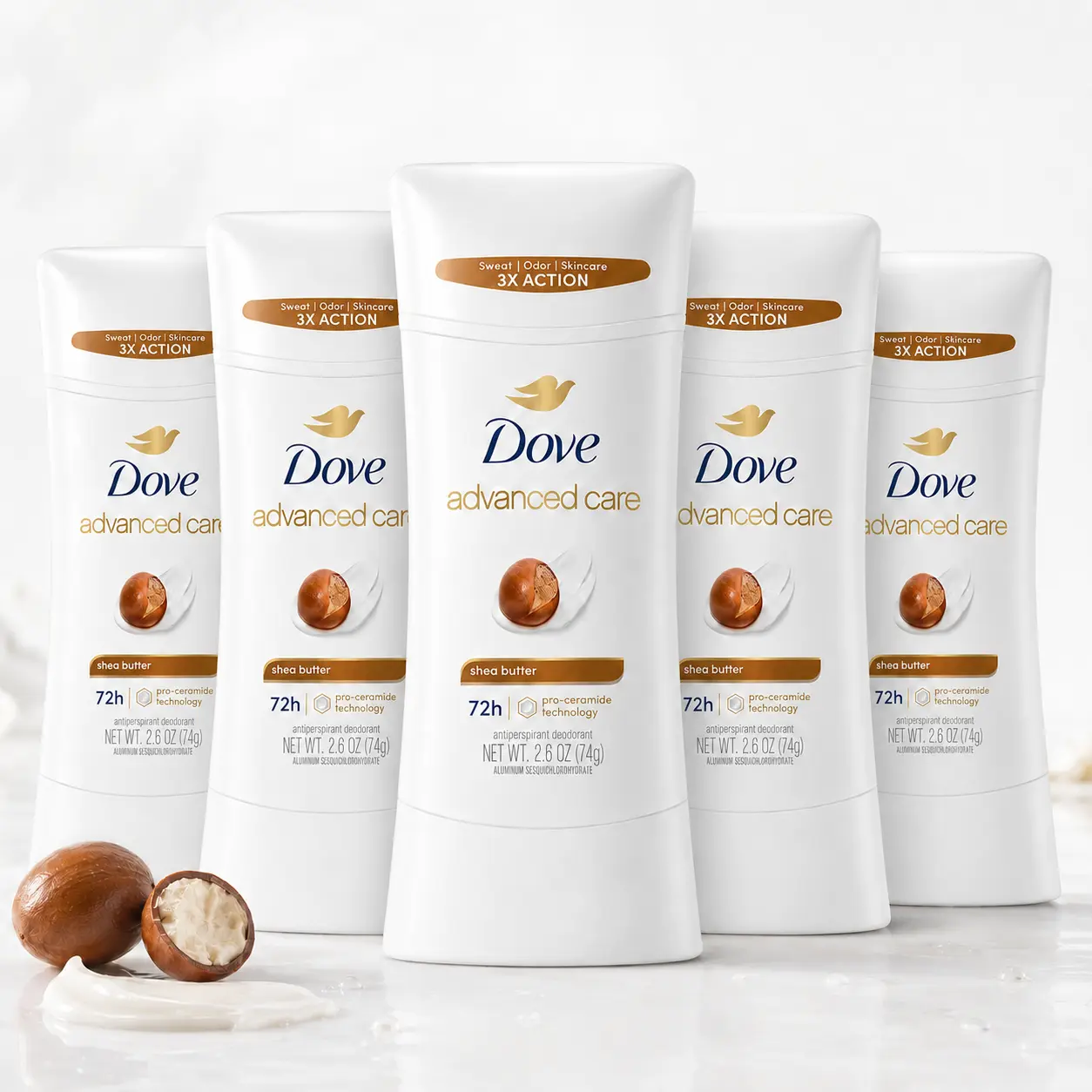 Dove Advanced Care Antiperspirant Deodorant Stick, Shea Butter & Pro-Ceramide Technology, 72-Hour Sweat & Odor Protection for Smooth Underarms, 2.6 oz, Body Care, Cosmetic, Sensitive