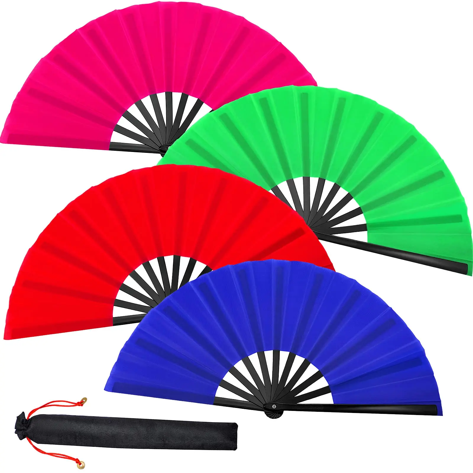 13-in Foldable Plastic Hand Fans (2/4-Piece Set) - Lightweight Bulk Clapping Popping Fans for Women, Ideal for Dancing, Concerts, Home Decor, Gifts
