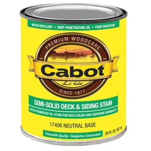 Cabot Semi-Solid UV Protection Oil Deck Stain - Low-VOC Formula, Neutral Base, for Decks & Siding, 17406-05 QT