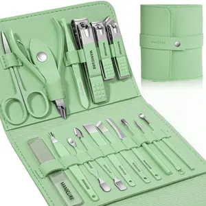 Professional Nail Clipper Kit with Storage Case, 16pcs/set Stainless Steel Manicure Kit, Nail Care Tools with Luxurious Travel Case