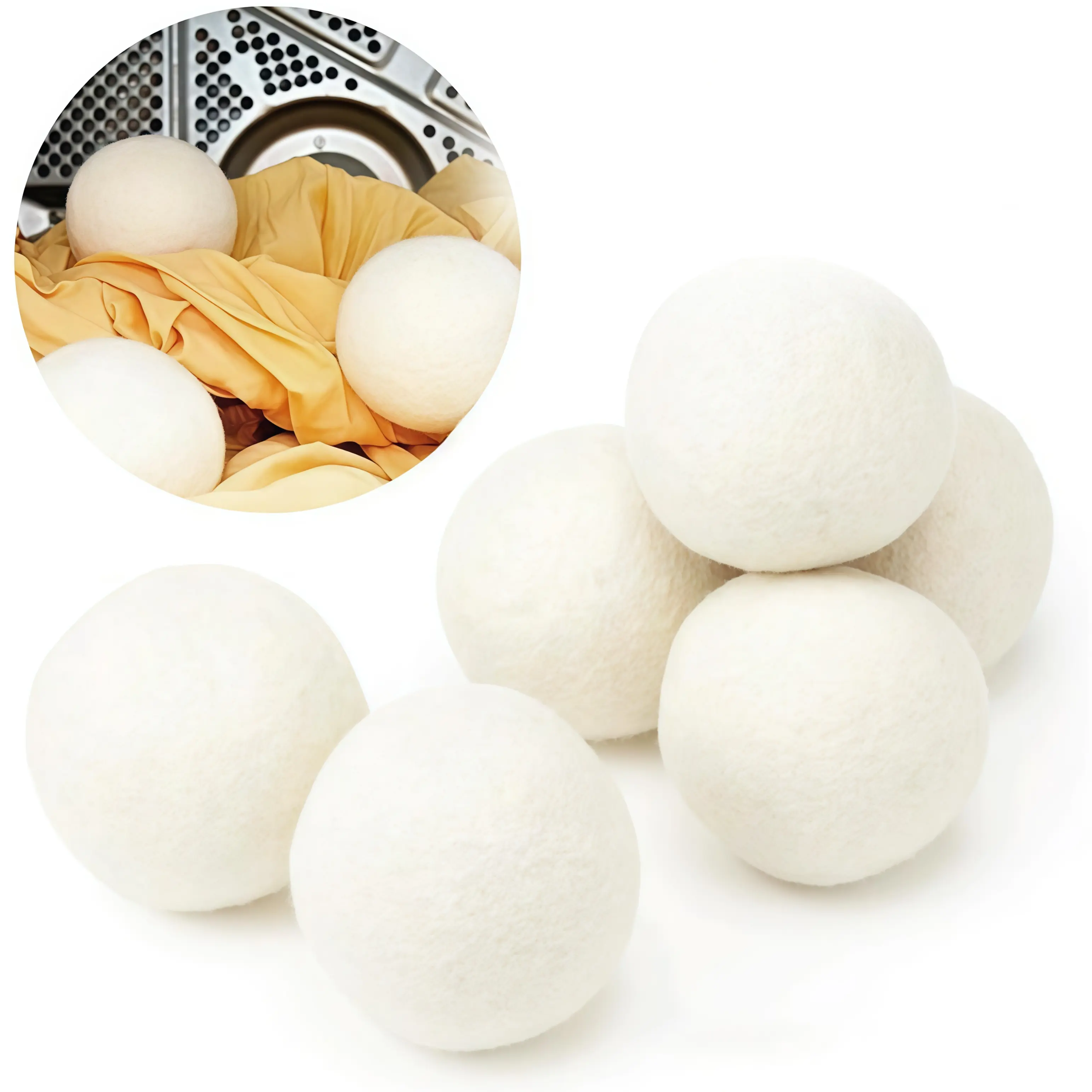 LMMAKE 6PCS Wool Dryer Balls Laundry Accessories - 100% Handmade Premium New Zealand Wool, Natural Fabric Softener, Eco-Friendly, Hypoallergenic, Reduces Wrinkles, Saves Drying Time, Chemical & Additive-Free