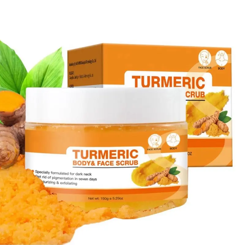 Turmeric Herbal Body & Face Scrub Natural Organic 150g Brightening Smooth Exfoliating Cream for Gentle Skin Care Cleansing