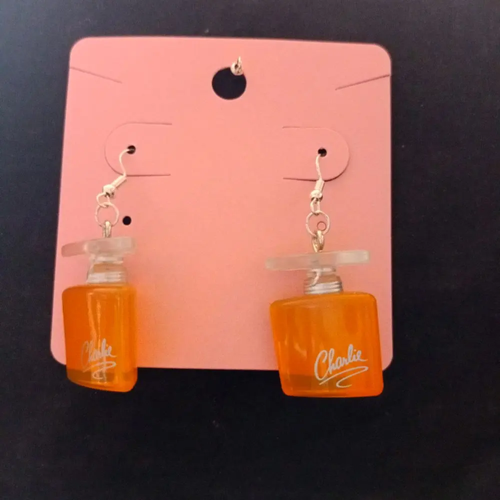 Retro Charlie Earrings - Orange Bottle Design with Silver Tone Accents for Stylish Accessory