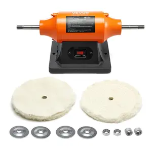 summervibes Benchtop Buffer Polisher Power Tools, 3/4HP 8-in Single Speed Machine with 3450 RPM, 2 Cloth Wheels & Cast Iron Base, for Metal Polishing