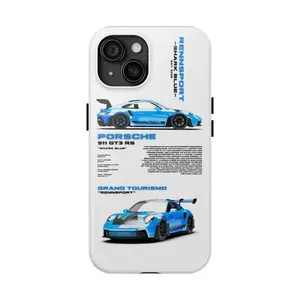 Blue Porsche Car GT3 RS Tough Cases Drop-resistant Scratch-resistant Two-In-One Drop-Resistant Phone Case, Unique And Personalized For IPhone 17, 16, 15, 14, 13, 12, Pro Max, Pro Plus, and Samsung S25, 24, 23, 22