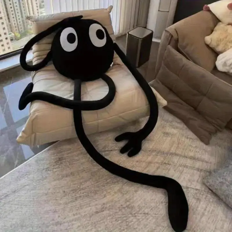 Viral Long-Limbs Black Coal Ball Stuffed Toy Plush Pillow, Quirky Gifts, Unique Room Decor, Chill Room Accessories, House Decoration Aesthetic Gift
