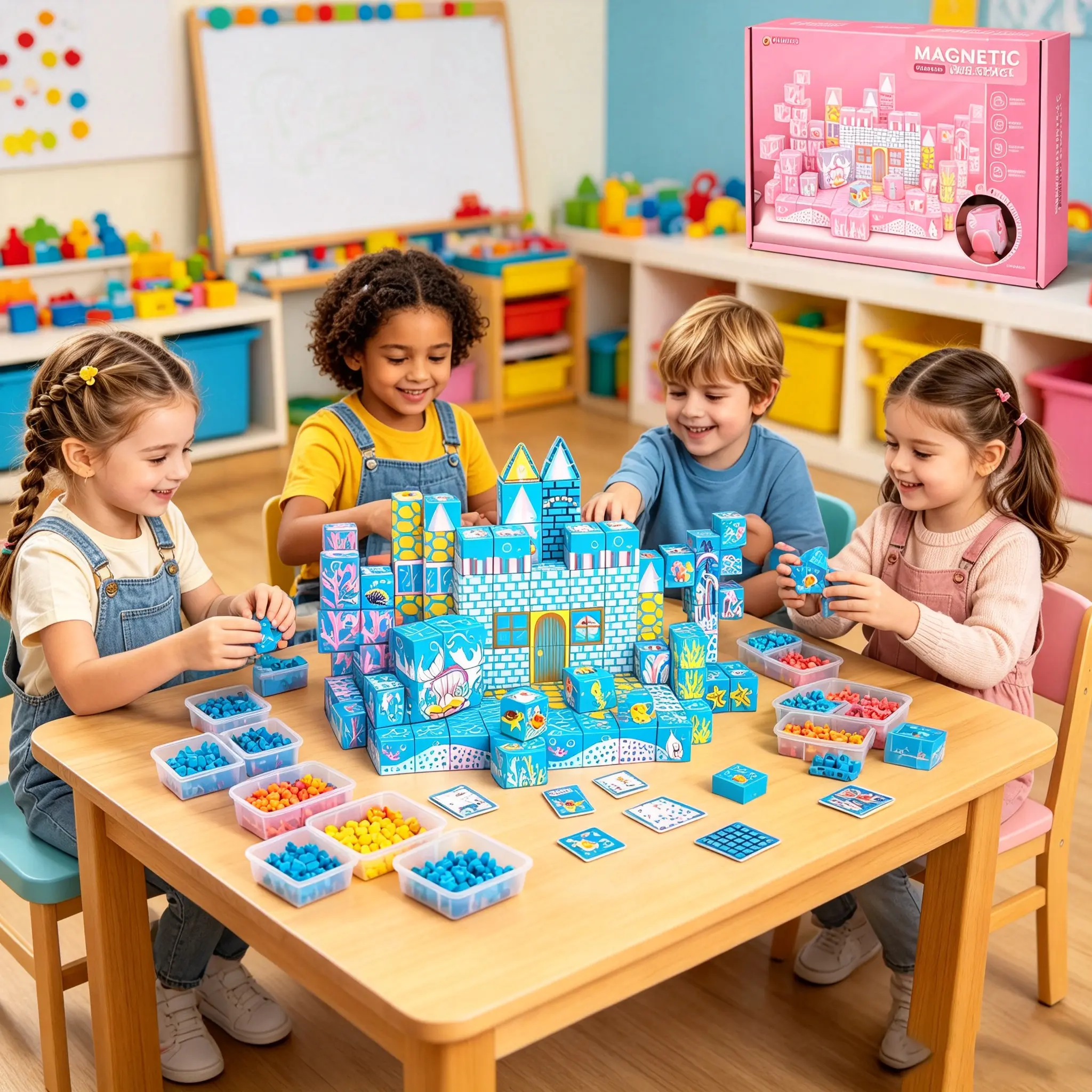 Magnetic Building Blocks Set - 140-Piece STEM Montessori Sensory Toys for Kids Ages 4-8, Creative Construction Kit, Ideal Christmas/Birthday Gift