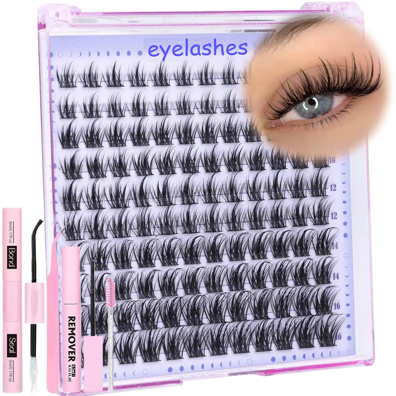 154 Clusters Fairy Eyelashes 8-16mm C Curl, Fluffy D Curl False Lashes, DIY Volume Eyelashes, DIY Dramatic Lashes, Ultra-Thin Transparent Band, Easy DIY Extension Kit, Eyelash Extension Glue, Eyelashes Extensions, Eyelash Extensions Set