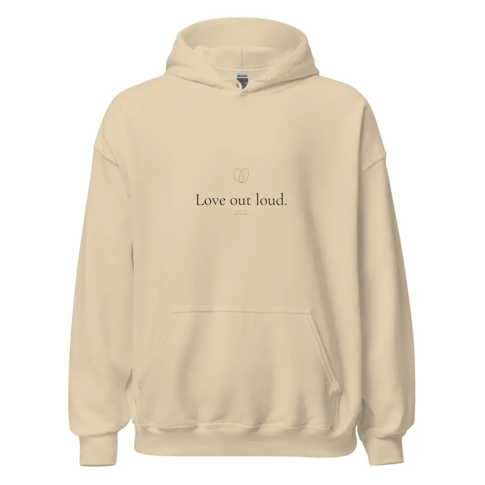 Love Out Loud — Beeing Hoodie, Sand, Unisex Heavy Blend