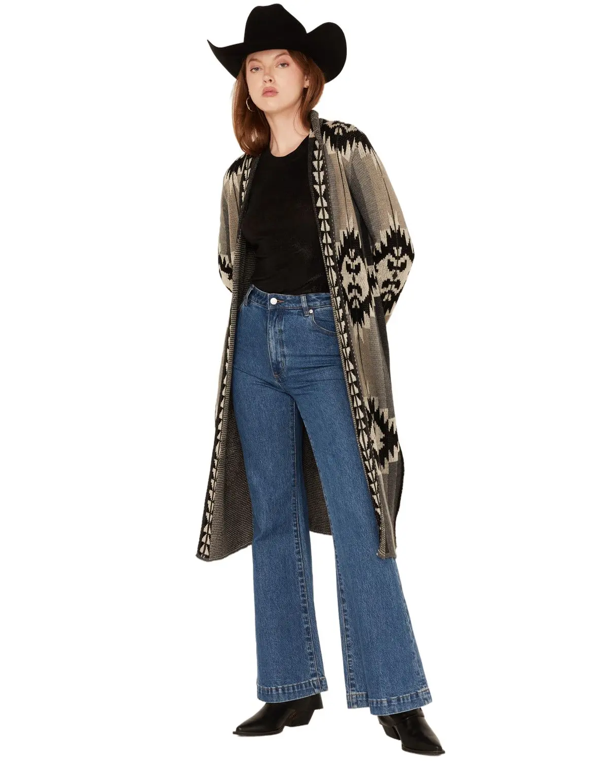 Rock & Roll Denim Women's And Women'S Southwestern Print Duster Cardigan - Bw95t05284