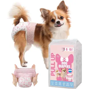 Disposable Pull It Up Female Dog Diapers, 360 °     Stretchy Waist Puppy Diapers, Super-Absorbent Doggie Diapers with Rapid-Dry Technology Leak-Proof Design