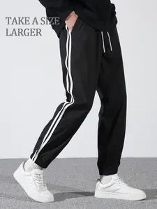 Men's Regular Fit Plain Side Stripe Drawstring Waist Banded Bottom Sweatpants, Casual Comfy Jogger Pants for Spring & Fall, Fashion Men's Bottoms for Daily Wear