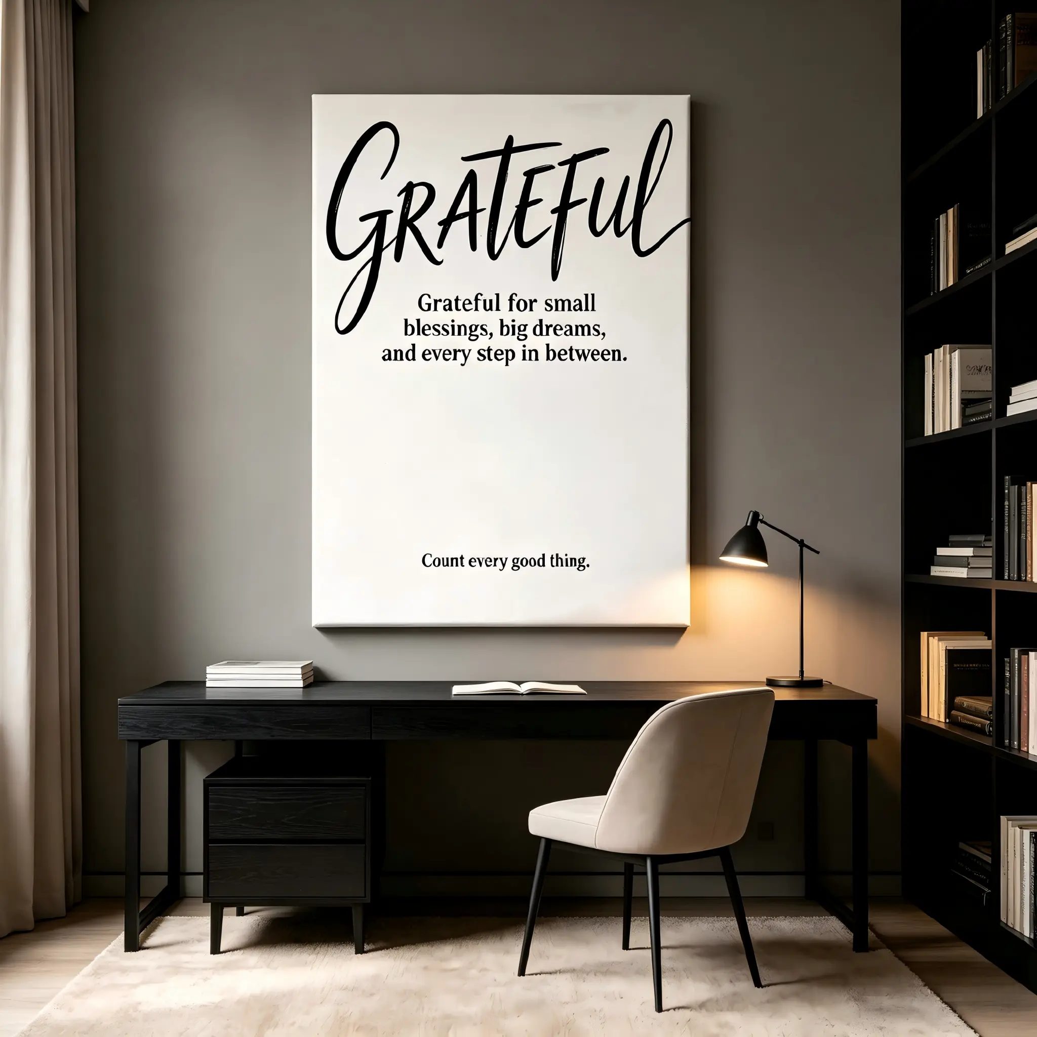 Grateful Quote Canvas Wall Art, Inspirational Positive Text Print for Home Office Bedroom Living Room Decor, inspirational quote canvas,positive saying wall art,text canvas wall decor,motivational wall print,gratitude wall art