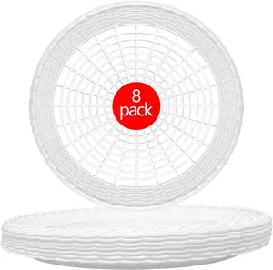 8-Piece 10-Inch Reusable Durable White Plastic Plate Holders, Heavy-Duty Heat Isolation Supports for Picnic, Party Wear