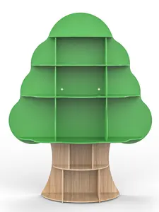 Tree Kids Bookshelf, Toddler Wood Bookcase, 16-Cubby Children Toy Storage Organizer Book Shelf for Kids Rooms, Nursery, Bedroom, Living Room, Classroom, Boy Girl’s Gift (Green Tree)