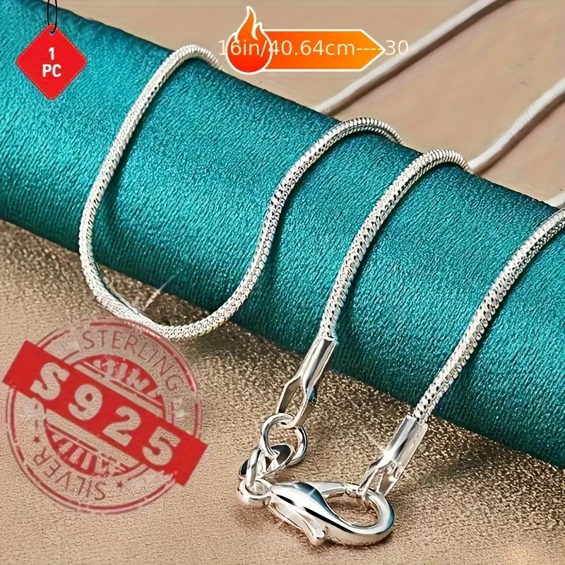 Women's Retro Bohemian 925 Sterling Silver Snake Chain Necklace - Hypoallergenic, Shiny, Adjustable 18in-30in Length Female Jewelry - Ideal Gift for Valentine's Day, Daily Wear Italian Fashion Accessory