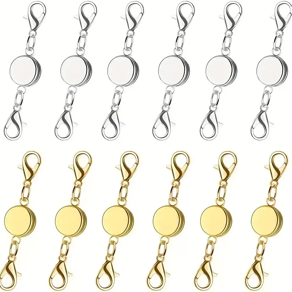 Locking Magnetic Round Jewelry Clasp - Adjustable Bracelet Extender, Jewelry Making Supplies for DIY Beading, Beads Accessories