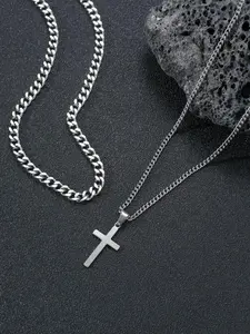 2024 Punk New Cross Pendant Necklace for Men, New Stainless Steel Matching Necklace Jewelry, Vintage Chunky Cuban Link Chain Necklace for Men for Daily Wear