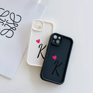 A Simple Heart Letter K Pattern Matte Phone Case, Suitable for iPhone 17 Air/16 Plus/15 Pro Max/14 Pro/13/12/11/XS Max/X Phone Case, Ideal Gift for Family, Friends, Lovers, Boyfriend, Girlfriend, Best Choice for Holiday Gifts TY715