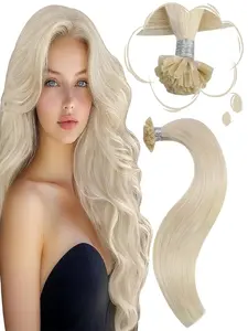 Blonde with Bleach Blonde 12-20 Inch U Tip Hair Extensions, U Tip Design, Real Human Hair Highlights, Medium Length Wig, Street Style, Highlight Accents