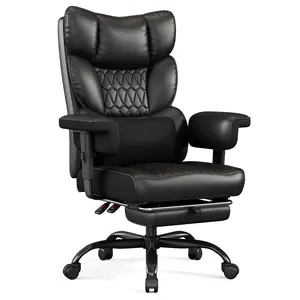 Vonesse Big and Tall Office Chair, Computer Chair with Soft Adjustable Armrests, Ergonomic Gaming Chair with Breathable Linen Design, Executive Chairs with Footrest V3048A