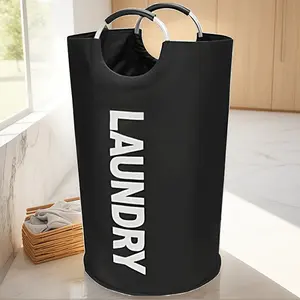 90L Foldable Laundry Basket with Soft Foam-Aluminum Handles, Lightweight Waterproof Clothes Hamper for Bedroom, Bathroom, Travel & Home Closet Storage